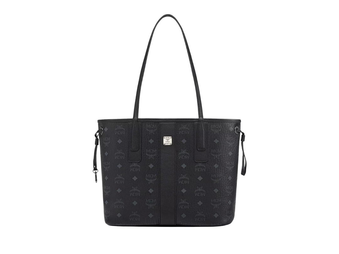 MCM MCM Reversible Liz Shopper Small In Black Visetos Monogram Canvas-Nappa Leather With Silver-tone Cobalt Metal Hardware
