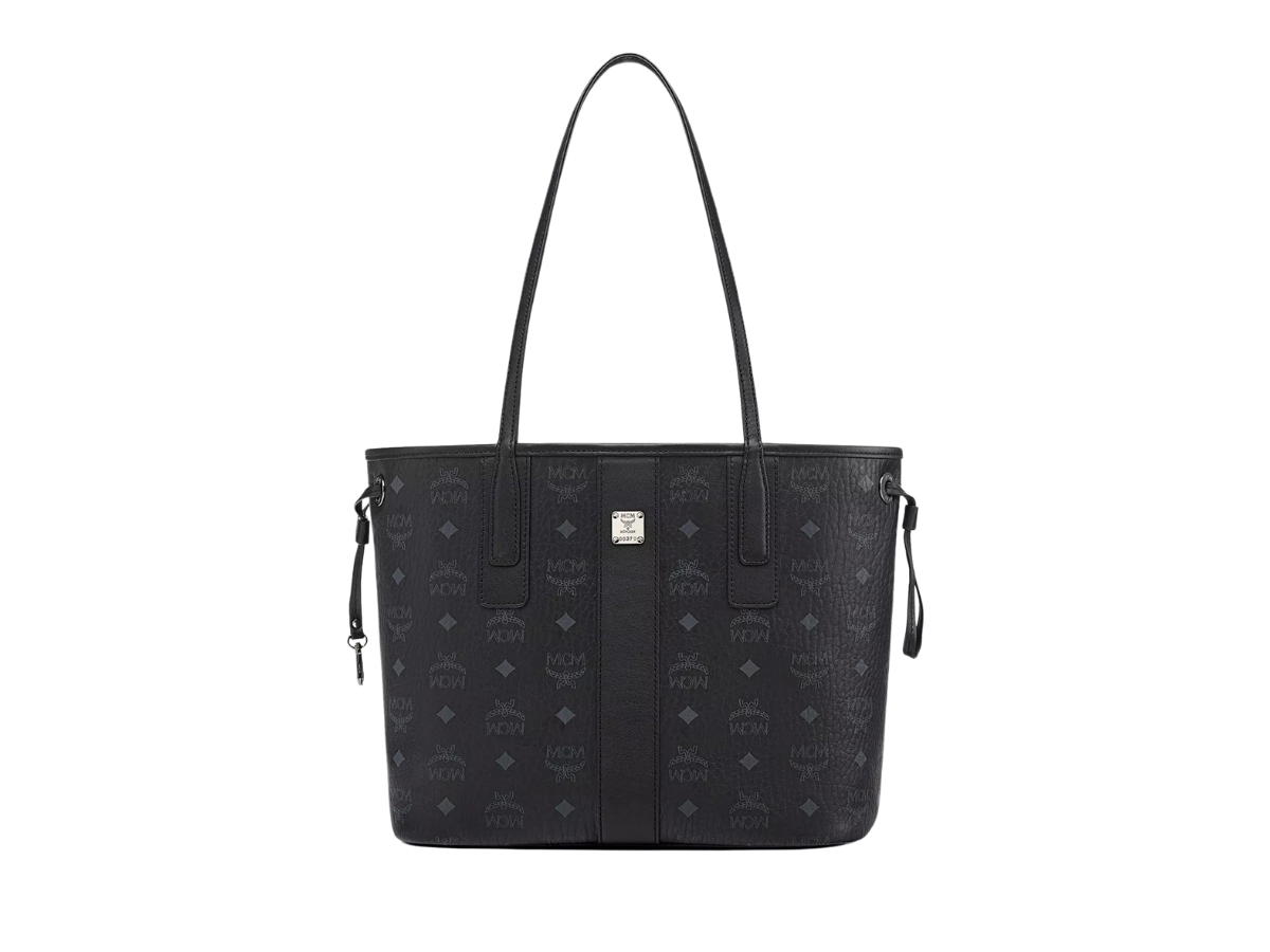MCM MCM Reversible Liz Shopper Small In Black Visetos Monogram Canvas-Nappa Leather With Silver-tone Cobalt Metal Hardware