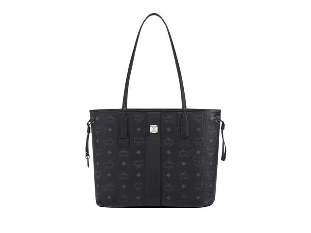 MCM MCM Reversible Liz Shopper Small In Black Visetos Monogram Canvas-Nappa Leather With Silver-tone Cobalt Metal Hardware - view 1