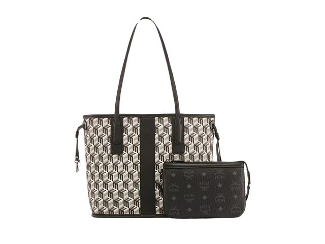 MCM MCM Reversible Liz Shopper Small In Black Visetos Monogram Canvas-Nappa Leather With Silver-tone Cobalt Metal Hardware - view 5