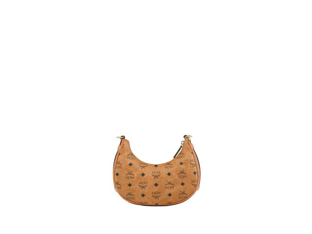MCM MCM Small Aren Crescent Hobo In Visetos Monogram Canvas With 24k Gold-Plated Metal Hardware Cognac - view 2