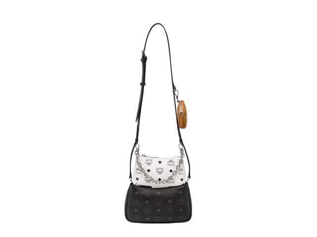 MCM MCM Small Aren Crossbody Pouch Trio In Visetos Monogram Coated Canvas With Silver-Toned Cobalt Metal Hardware - view 1