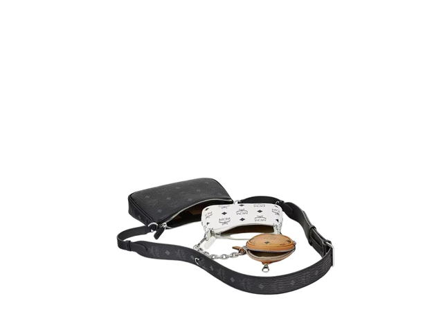 MCM MCM Small Aren Crossbody Pouch Trio In Visetos Monogram Coated Canvas With Silver-Toned Cobalt Metal Hardware - view 3