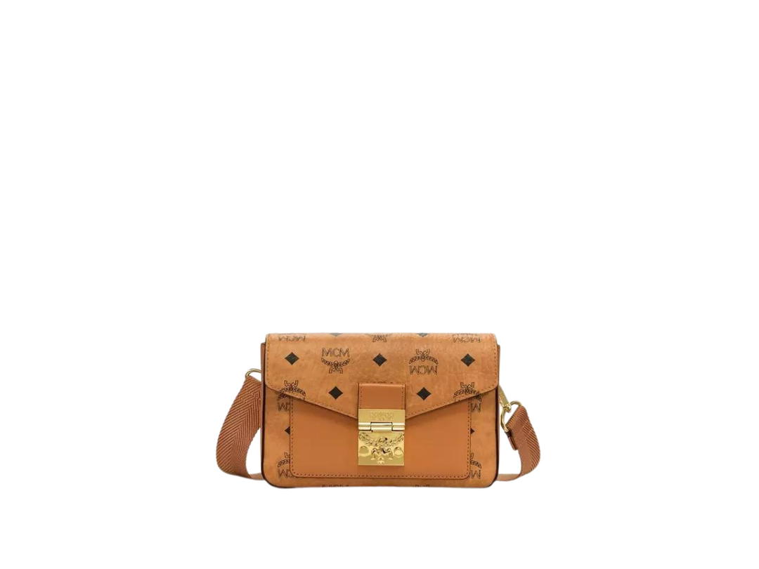 MCM MCM Small Millie Crossbody In Visetos Coated Canvas With 24k Gold-Plated Hardware Cognac