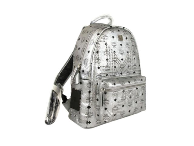 MCM MCM Stark 40 Berlin Silver Coated Canvas Medium Backpack - view 2