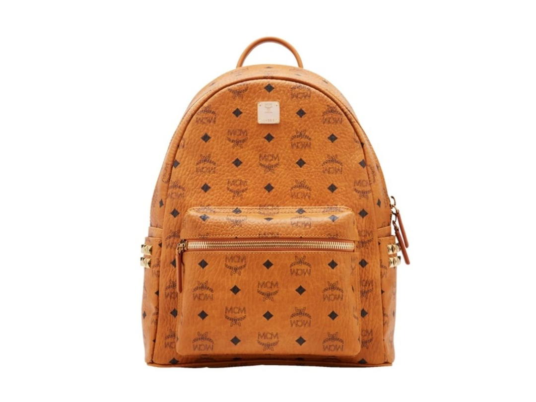 MCM MCM Stark Backpack Visetos Side Studs Small/Medium Cognac in Coated Canvas with Gold-tone