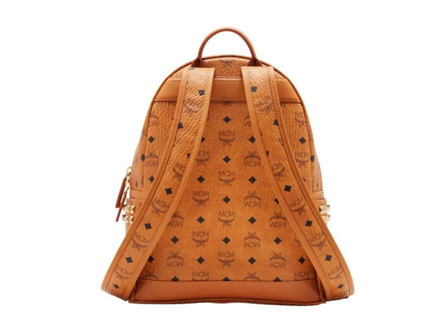 MCM MCM Stark Backpack Visetos Side Studs Small/Medium Cognac in Coated Canvas with Gold-tone - view 2