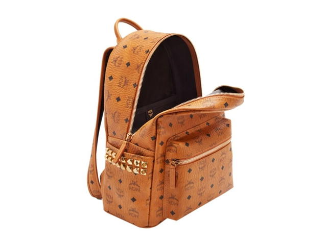 MCM MCM Stark Backpack Visetos Side Studs Small/Medium Cognac in Coated Canvas with Gold-tone - view 3