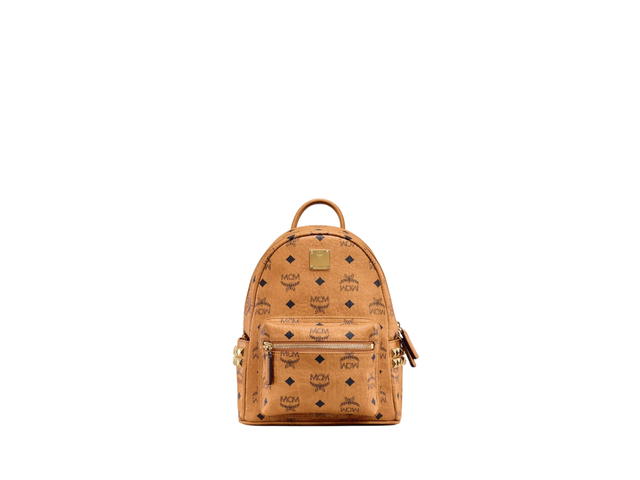 MCM MCM Stark Side Studs Backpack In Visetos Coated Canvas With 24k Gold-plated Hardware Cognac - view 1