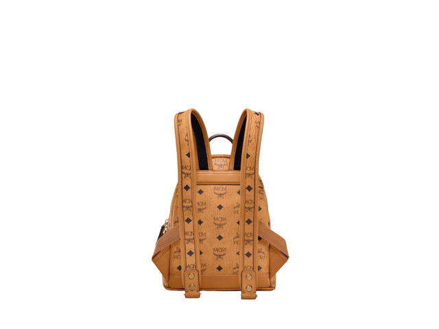MCM MCM Stark Side Studs Backpack In Visetos Coated Canvas With 24k Gold-plated Hardware Cognac - view 2