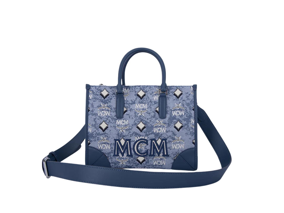 MCM MCM Vintage Monogram Jacquard Tote Bag Blue