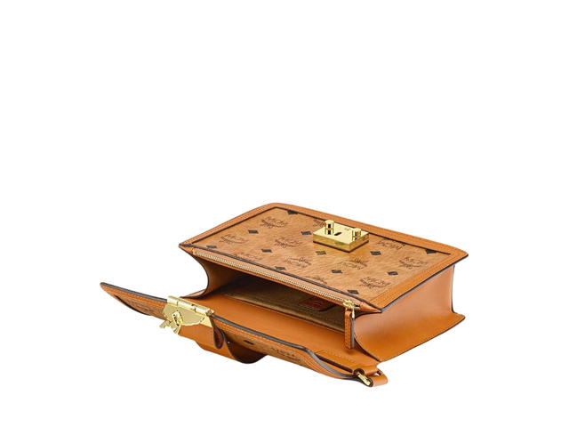MCM MCM Tracy Shoulder Bag In Visetos Leather With 24K Gold-Plated Metal Hardware Cognac - view 4