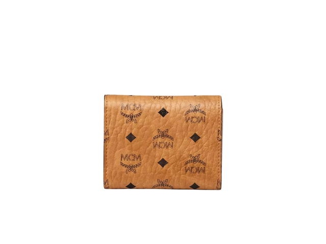 MCM MCM Trifold Wallet In Cognac Visetos Original Monogram With 24k Gold-plated Metal Hardware - view 2