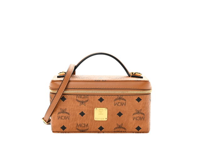 MCM MCM Vanity Case Crossbody Bag In Visetos With Gold Hardware Cognac - view 1