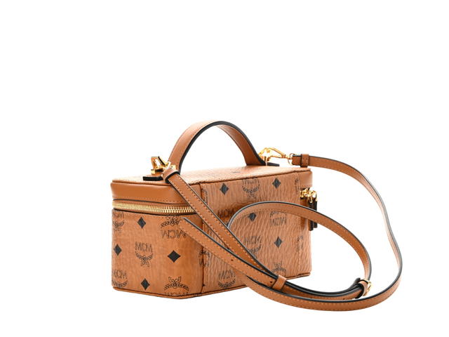 MCM MCM Vanity Case Crossbody Bag In Visetos With Gold Hardware Cognac - view 2