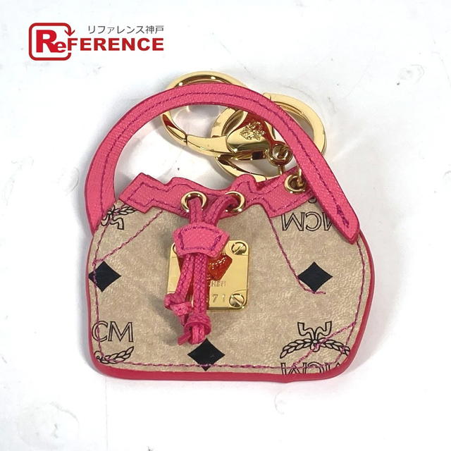MCM MCM Vicetos logo Bag Design Bag Charm Key Holder Leather Beige/pink Unused - view 1
