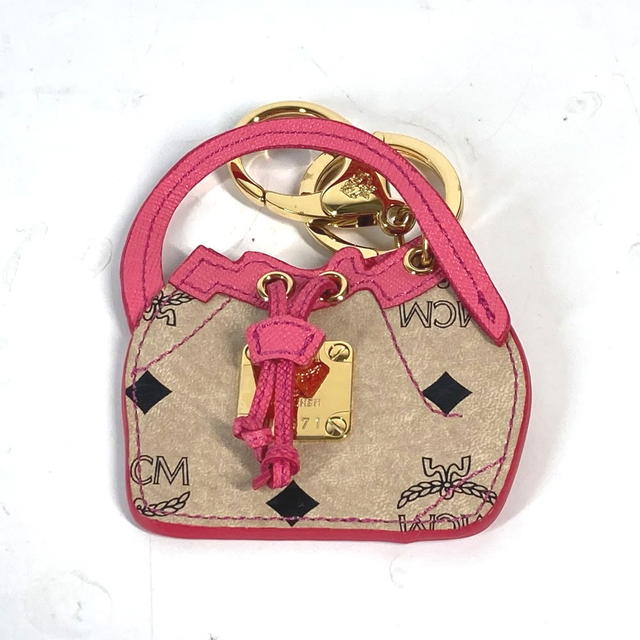 MCM MCM Vicetos logo Bag Design Bag Charm Key Holder Leather Beige/pink Unused - view 2