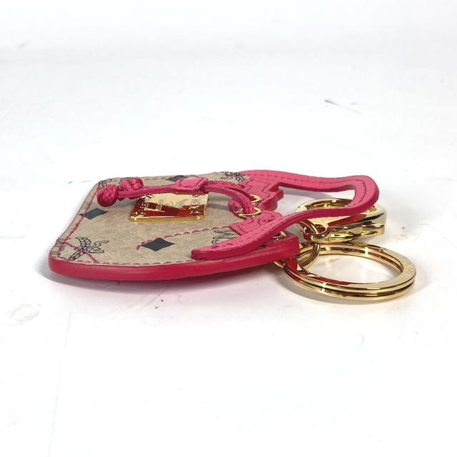 MCM MCM Vicetos logo Bag Design Bag Charm Key Holder Leather Beige/pink Unused - view 4