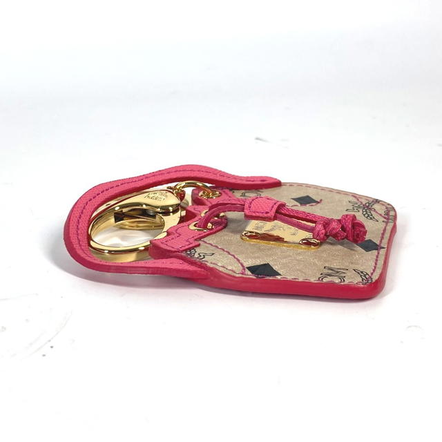 MCM MCM Vicetos logo Bag Design Bag Charm Key Holder Leather Beige/pink Unused - view 5