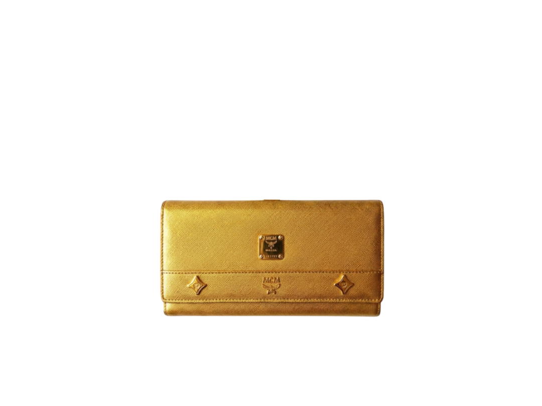 MCM MCM Long Snap Wallet Black  Gold