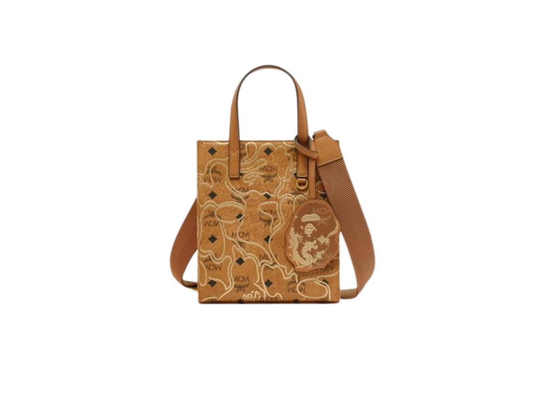 MCM MCM x BAPE Aren Tote In Visetos Cognac