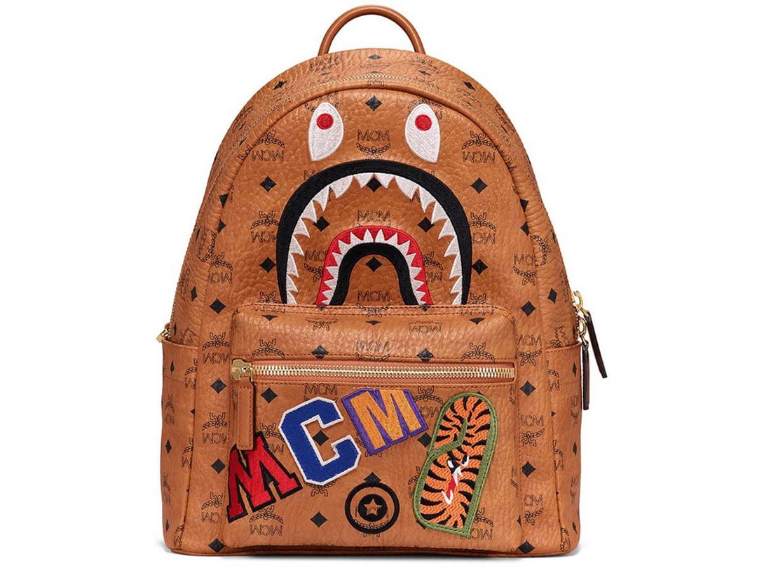 Bape MCM X BAPE Shark Stark Backpack in Visetos
