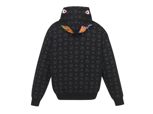 MCM MCM x BAPE Monogram Shark Hoodie Black - view 2