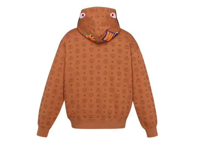 MCM MCM x BAPE Monogram Shark Hoodie Cognac - view 2