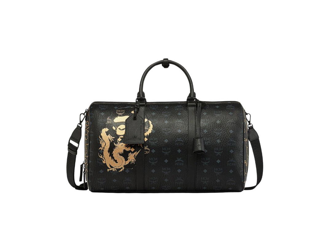 MCM MCM x BAPE Ottomar Weekender Bag In Visetos Black