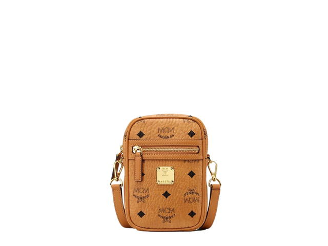 MCM MCM X-Mini Crossbody Bag In Visetos With 24k Gold Hardware Cognac - view 1