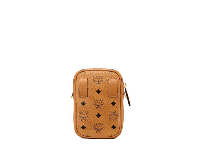 MCM MCM X-Mini Crossbody Bag In Visetos With 24k Gold Hardware Cognac - view 2