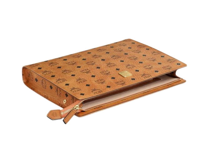 MCM MCM Zip Pouch in Visetos Original Cognac Top zip closure - view 2