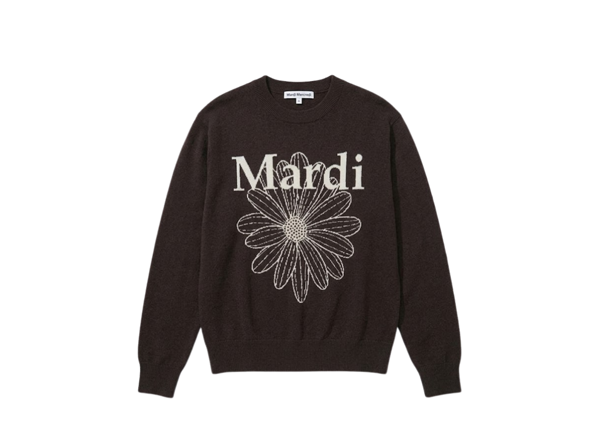 Mardi Mercredi Mardi Mercredi Cashmere Crew Neck Flowermardi Brown Mint