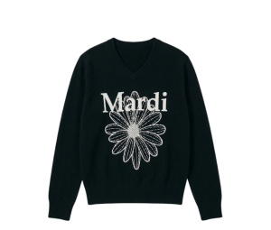 Buy Mardi Mercredi Cashmere V Neck Flowermardi Black Ivory at Sasom – Authentic and Ready to Ship