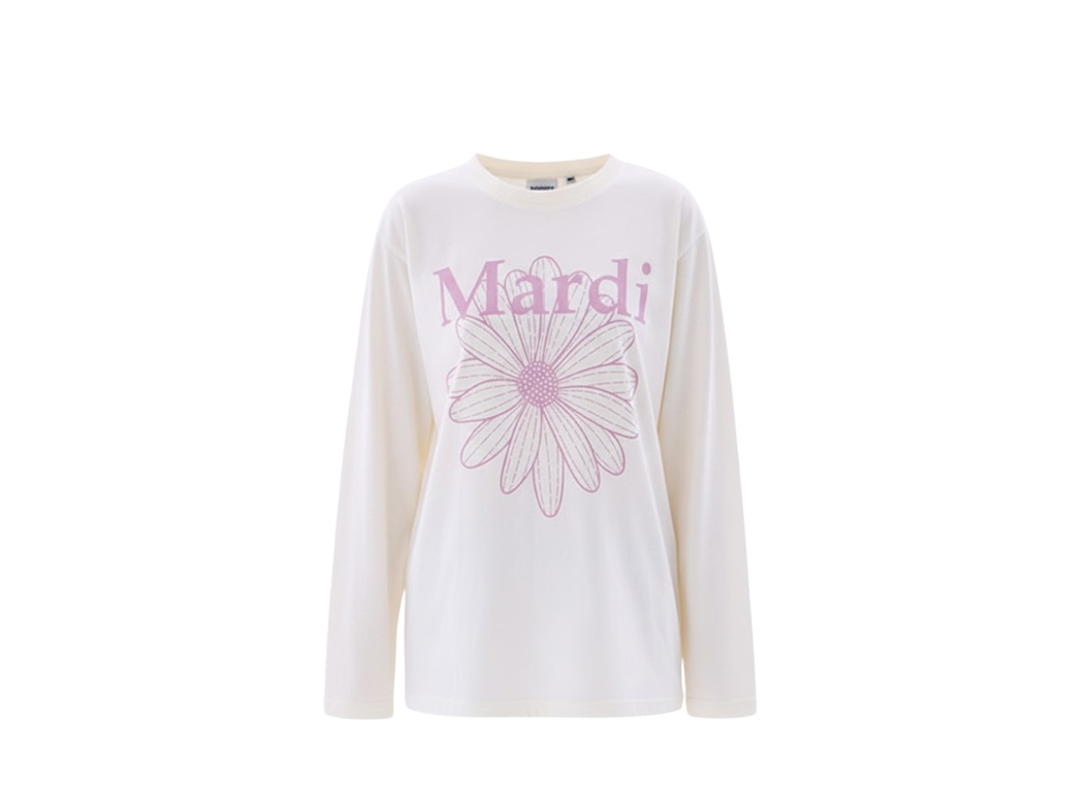 Mardi Mercredi Mardi Mercredi Tshirt Long Sleeve Flowermardi Cream Pinklavender