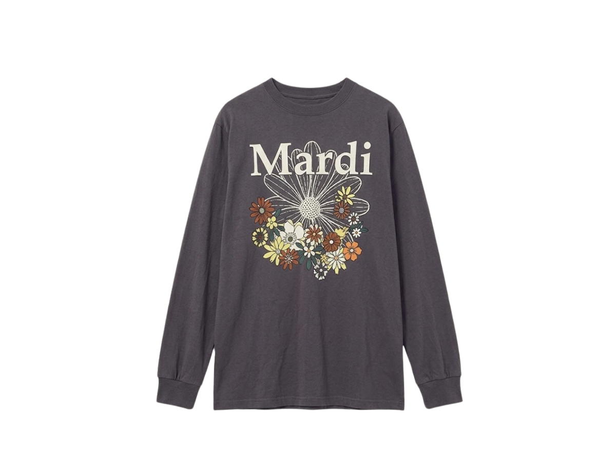 Mardi Mercredi Mardi Mercredi Tshirt Long Sleeve Flowermardi Jardin Charcoal Ivory