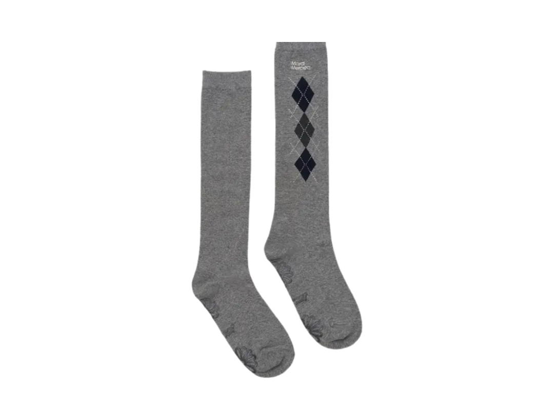 Mardi Mercredi Mardi Mercredi Argyle Knee Socks Gray