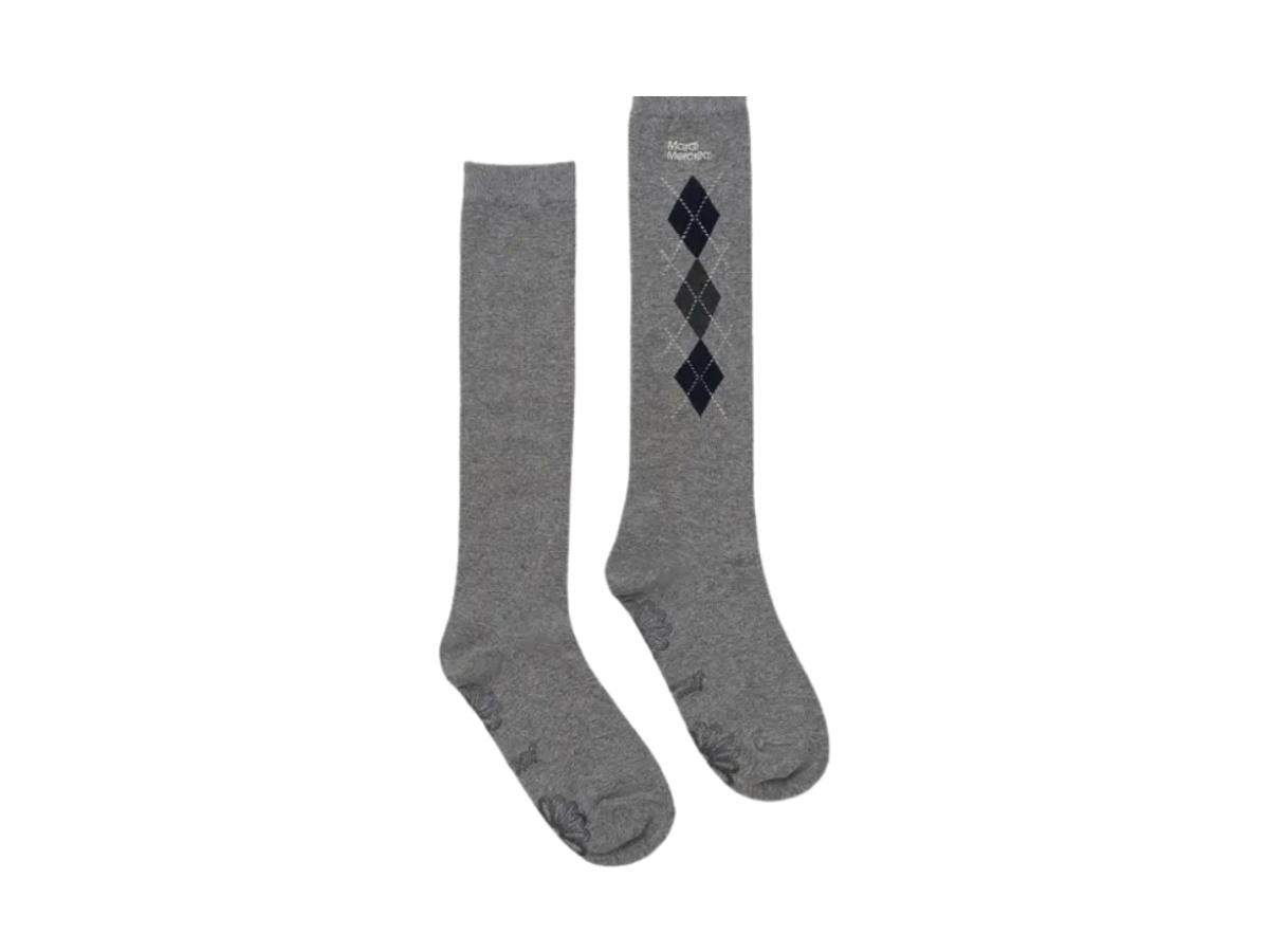 Mardi Mercredi Mardi Mercredi Argyle Knee Socks Gray