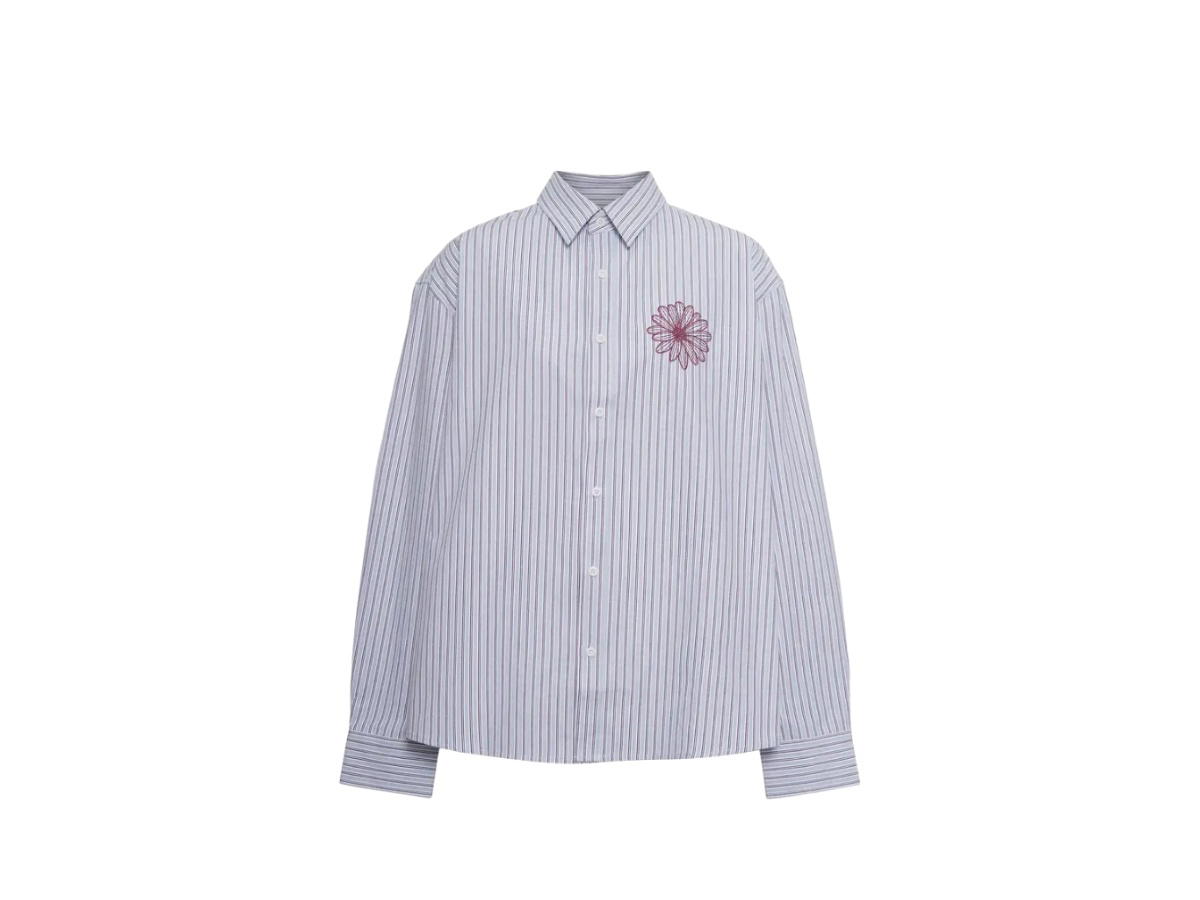 Mardi Mercredi Mardi Mercredi Cotton Shirt Stripe Blue Burgundy (W)