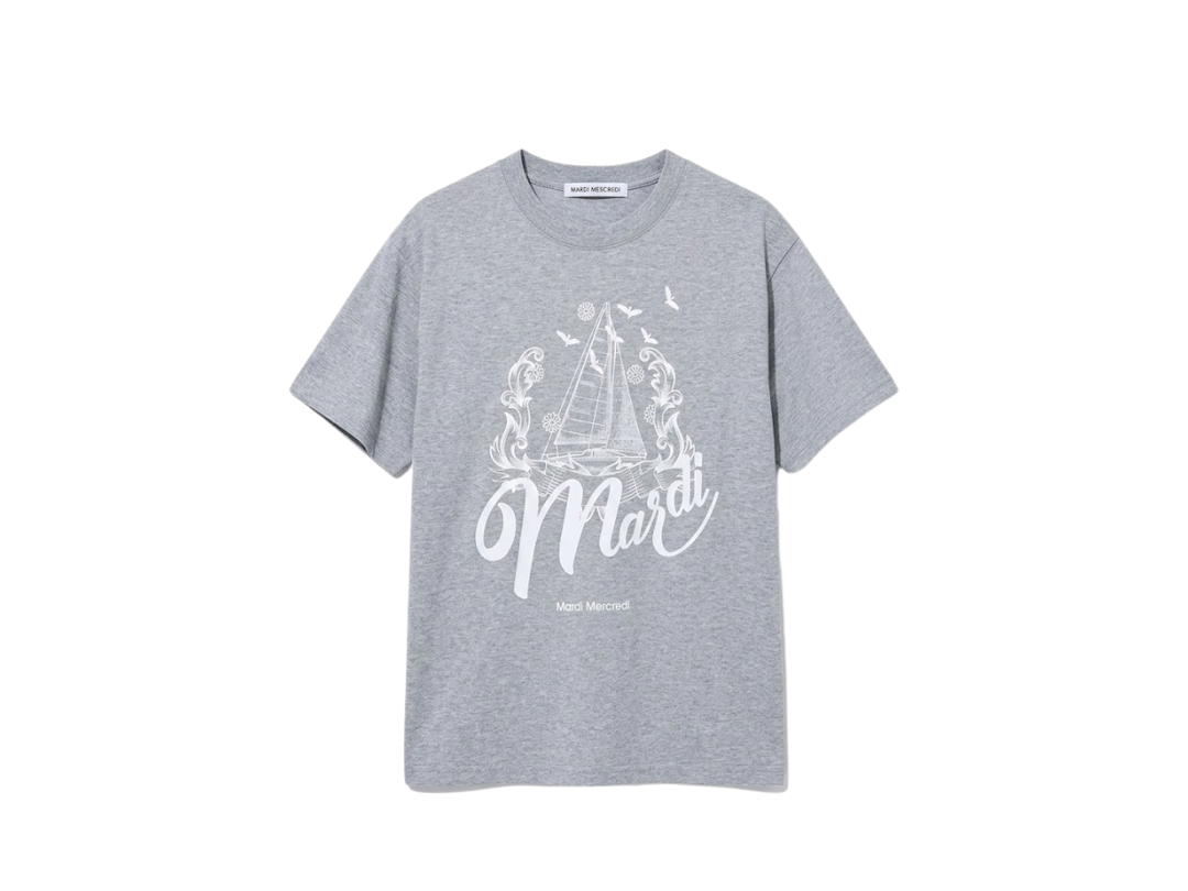 Mardi Mercredi Mardi Mercredi Bon Voyage T-Shirt Grey White