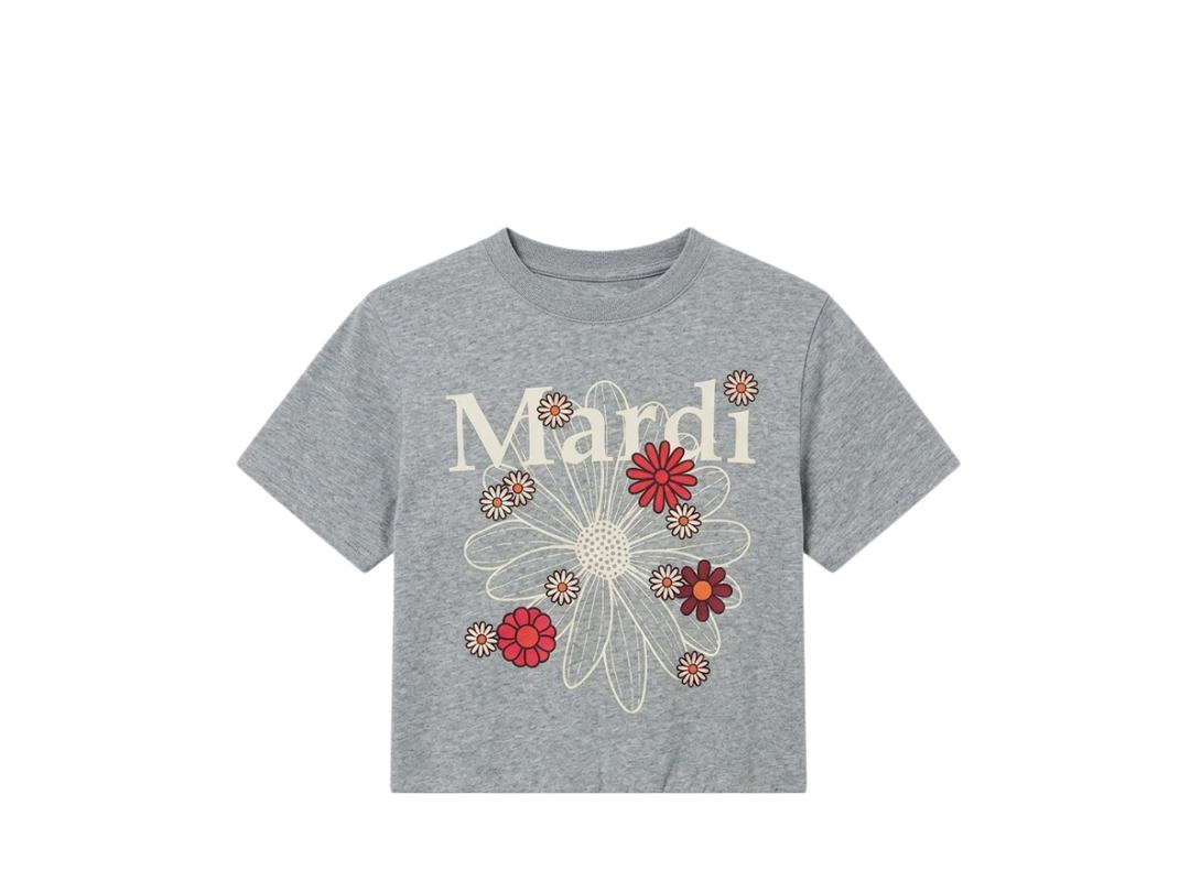 Mardi Mercredi Mardi Mercredi Flowermardi Blossom Slim T-Shirt Grey Ivory