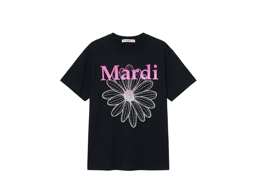 Mardi Mercredi Mardi Mercredi Flowermardi Gradation T-Shirt Black Pink