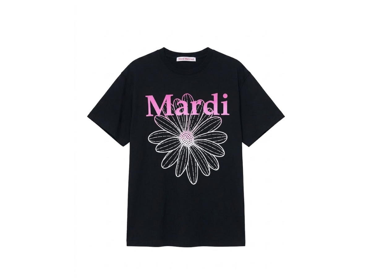 Mardi Mercredi Mardi Mercredi Flowermardi Gradation T-Shirt Black Pink