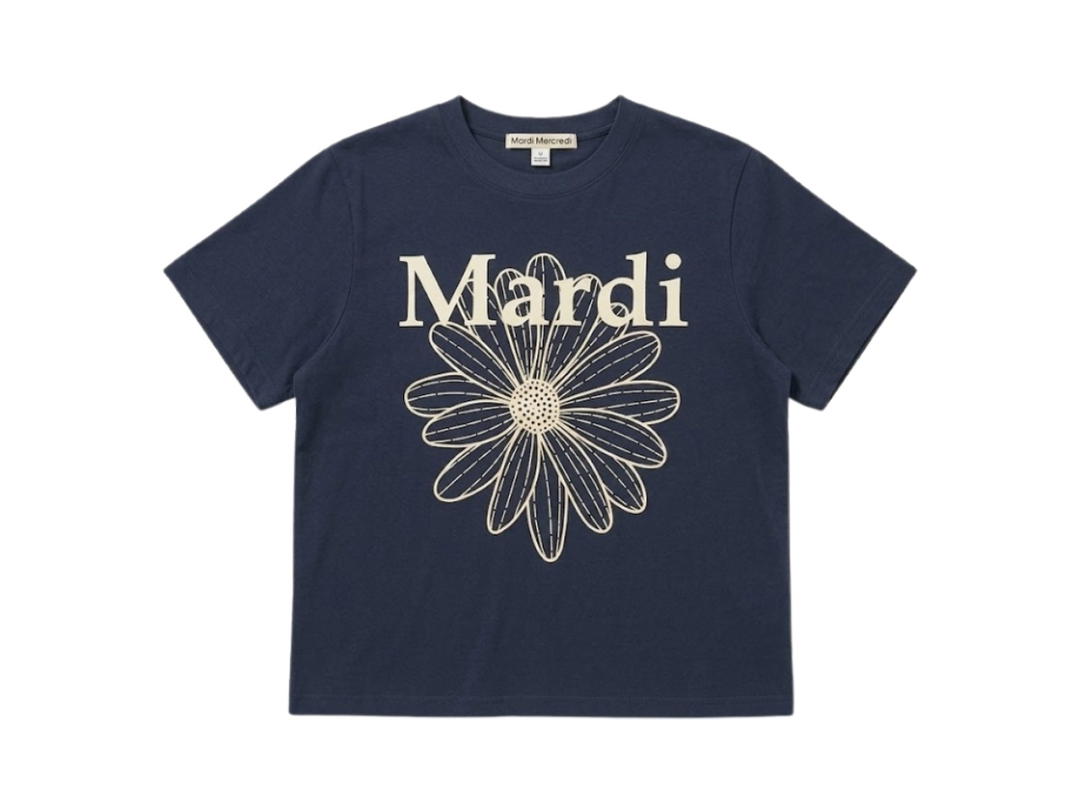 Mardi Mercredi Mardi Mercredi Flowermardi Washing Slim Tee Charcoal White