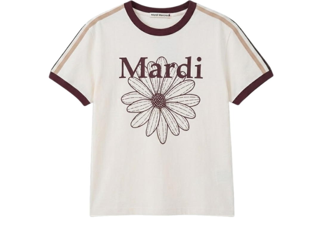 Mardi Mercredi Mardi Mercredi Linger Tshirt Flowermardi Cream Burgundy (W)