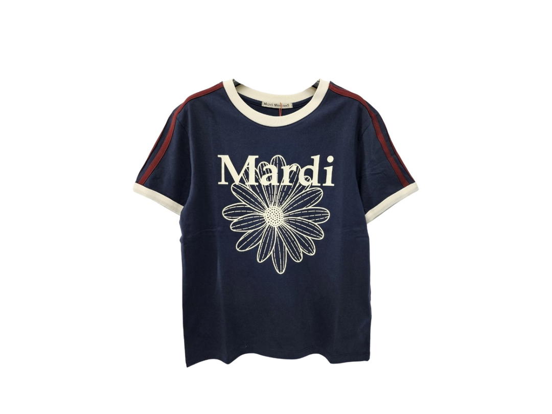 Mardi Mercredi Mardi Mercredi Linger Tshirt Flowermardi Navy Ivory