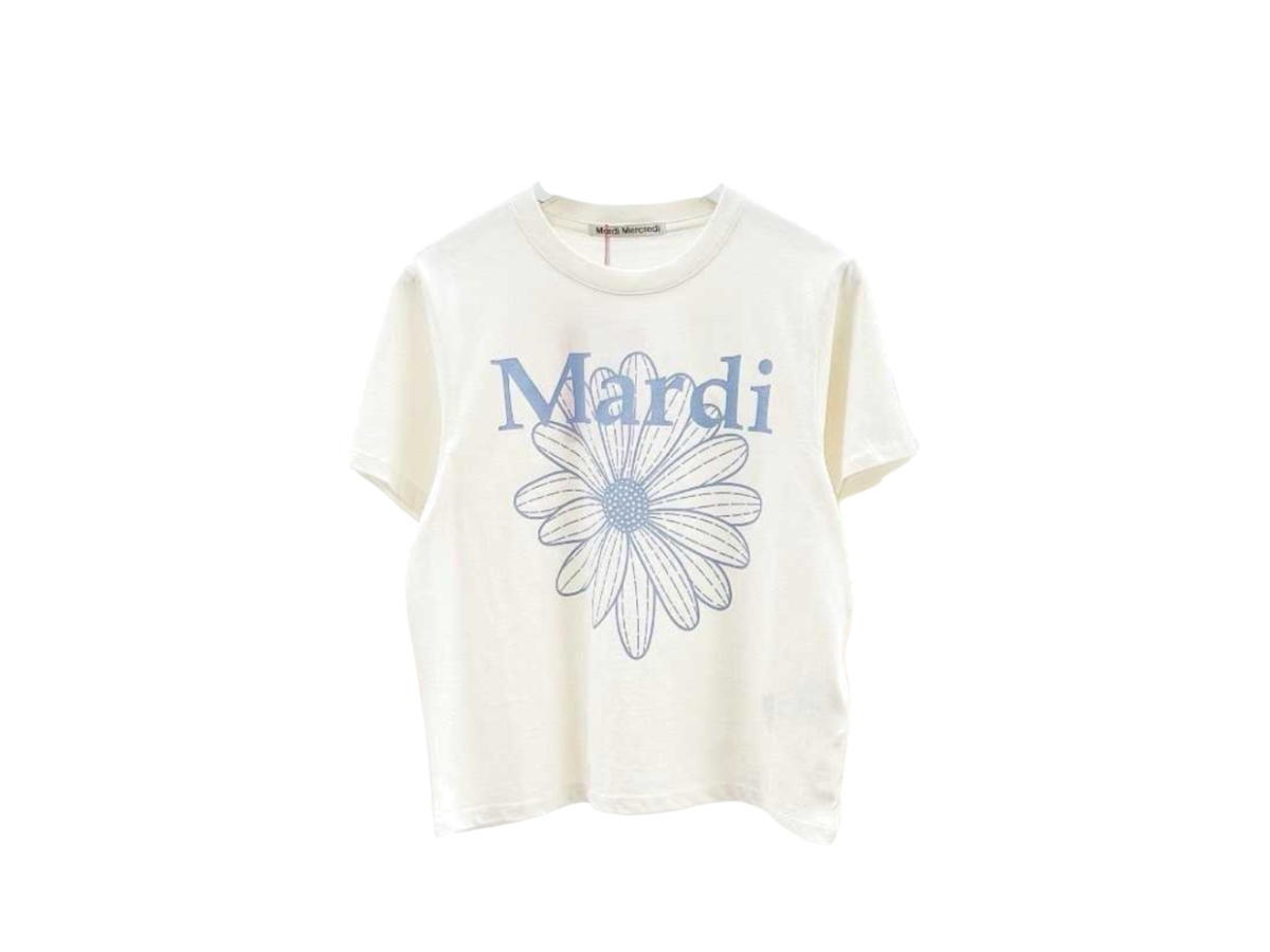 Mardi Mercredi Mardi Mercredi Slim Tshirt Flowermardi Cream Ash Blue