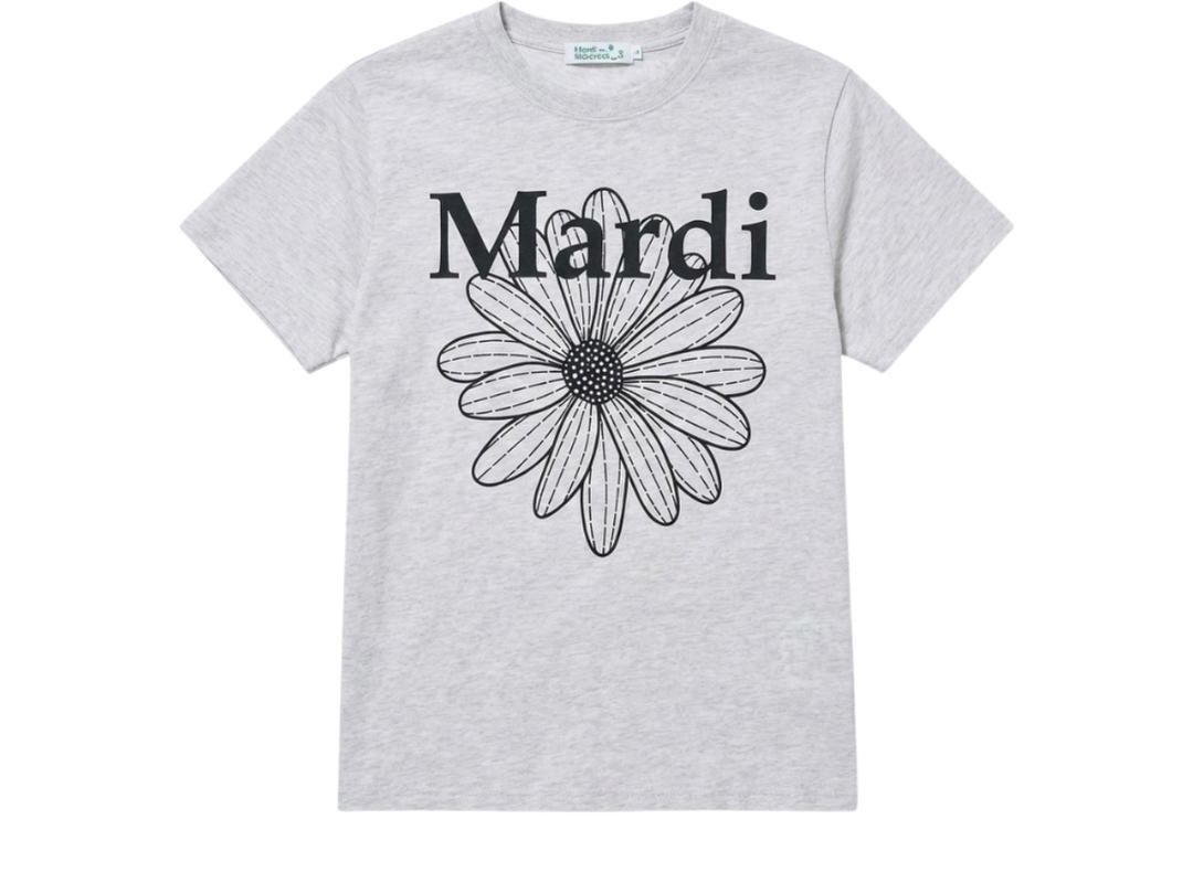 Mardi Mercredi Mardi Mercredi Slim Tshirt Flowermardi Oatmeal Black