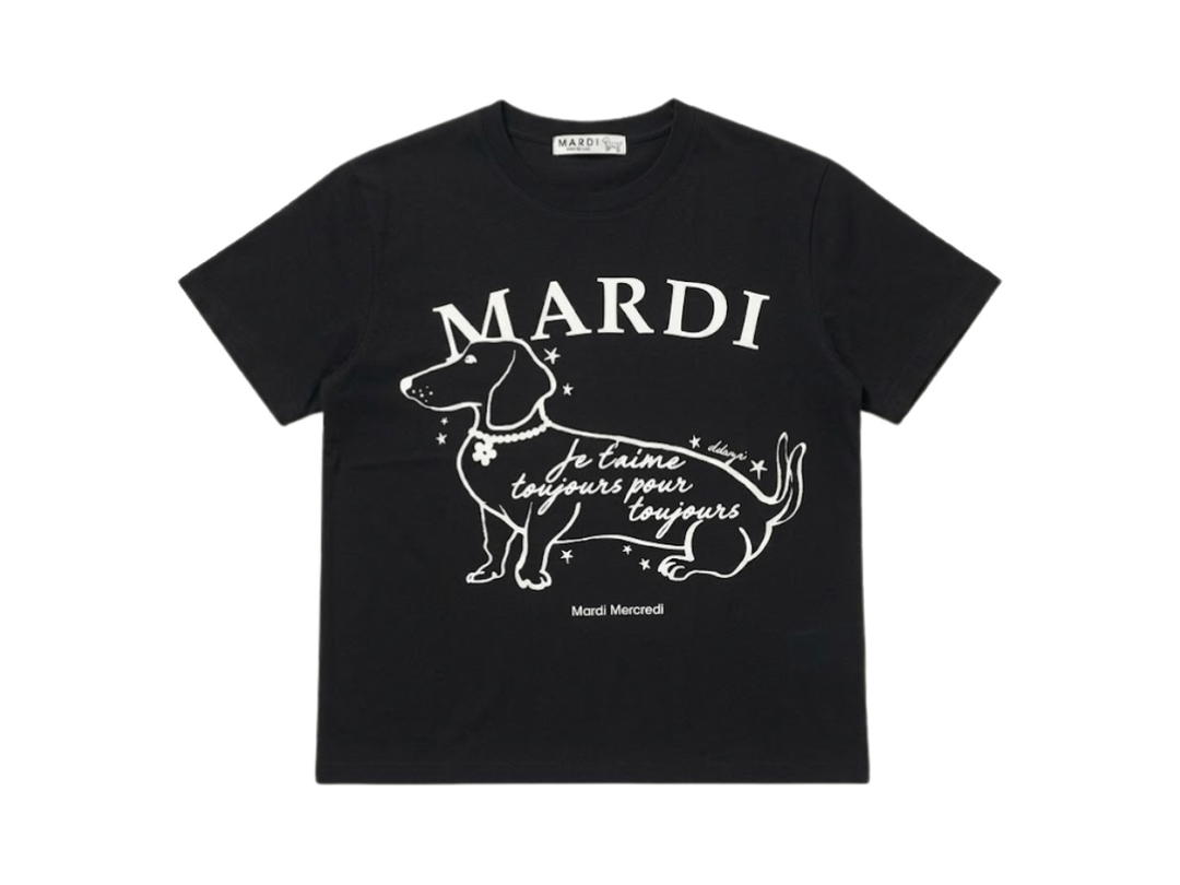Mardi Mercredi Mardi Mercredi Swing The Tail Ddanji Flower Choker Slim Tee Black Ivory