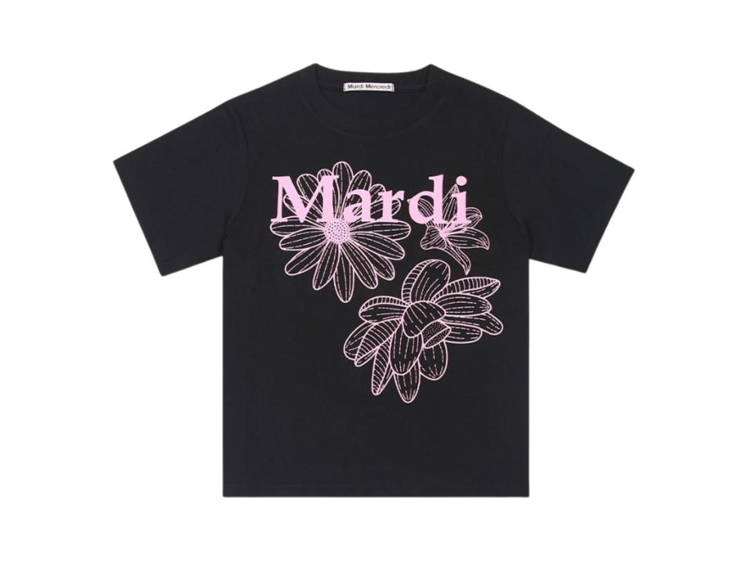 Mardi Mercredi Mardi Mercredi Slim Tshirt Triple Flower Black Pink